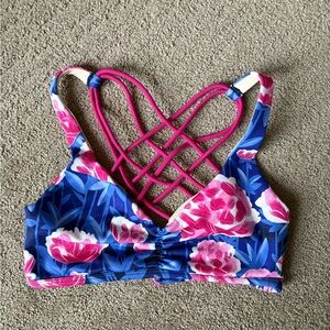 POPFLEX Floral Sports Bra - Blue and Pink